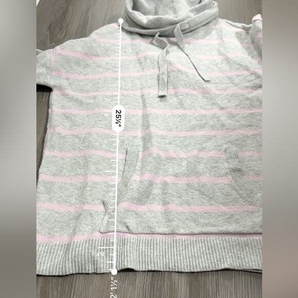 Loft Gray & Pink‎ Striped Long Sleeve Turtleneck Pullover Sweater Size XL NWT - Picture 10 of 10